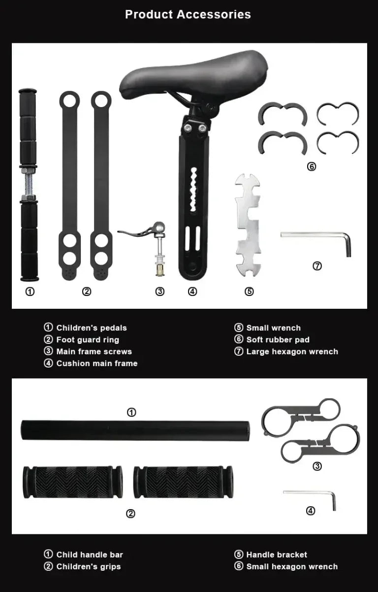 Cooly Bikes Kids Front Mount Child Seat & Handlebars - Cooly Bikes