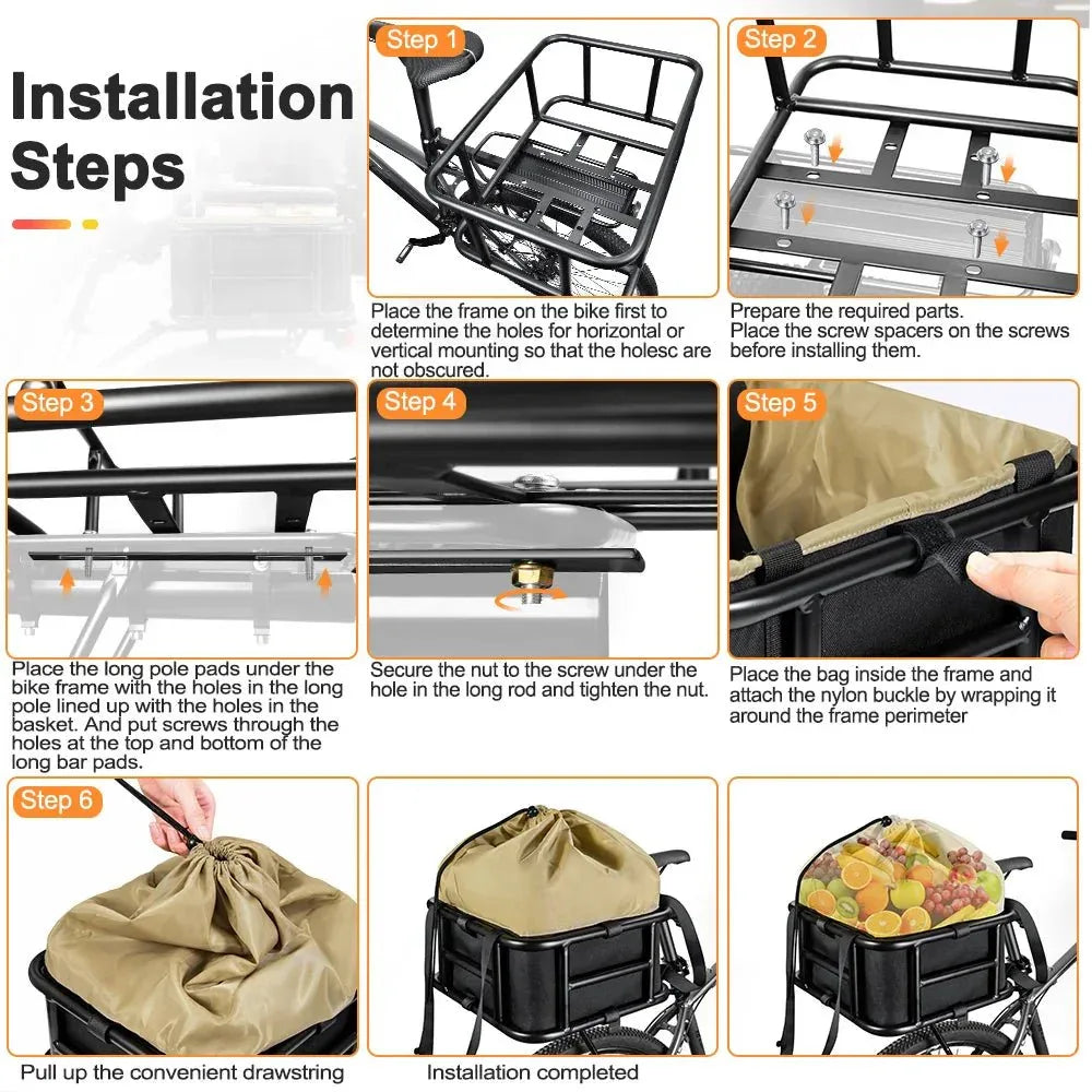 E-Bike Cooly Cargo Pro - Premium E-Bike Front/Rear Rack Basket - Cooly Bikes