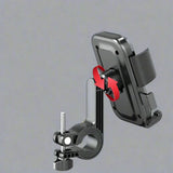 Phone holder with 360-degree rotation feature on a road background