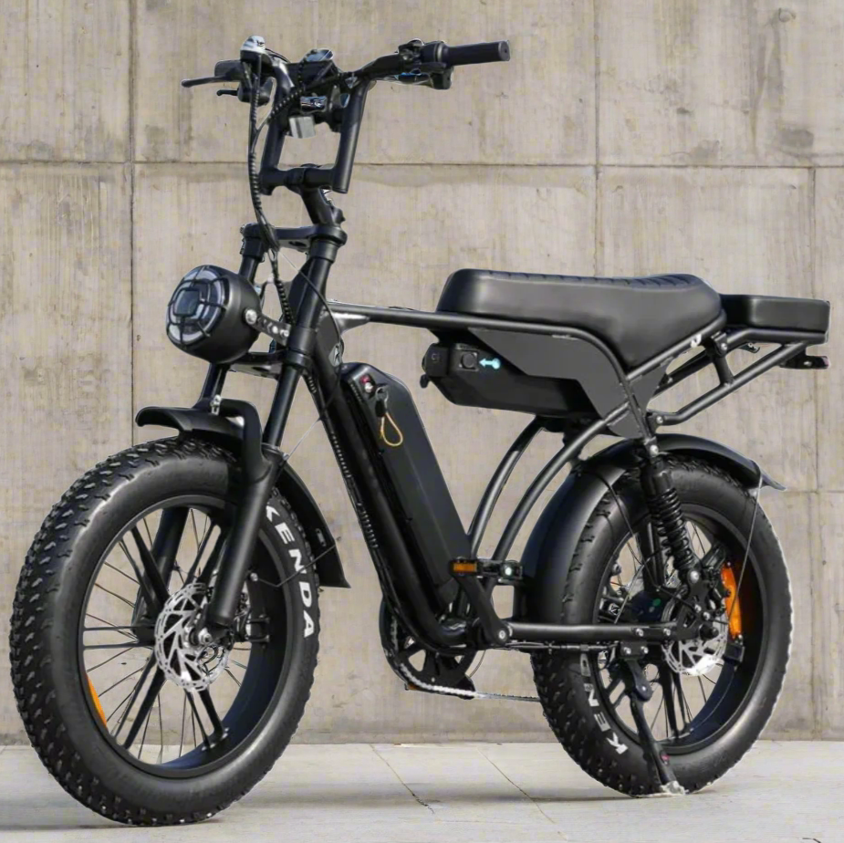 Black electric bike on a white background