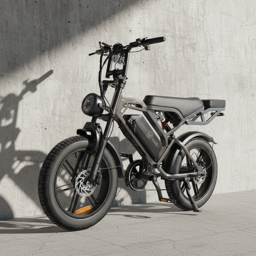 Black electric bike on a white background