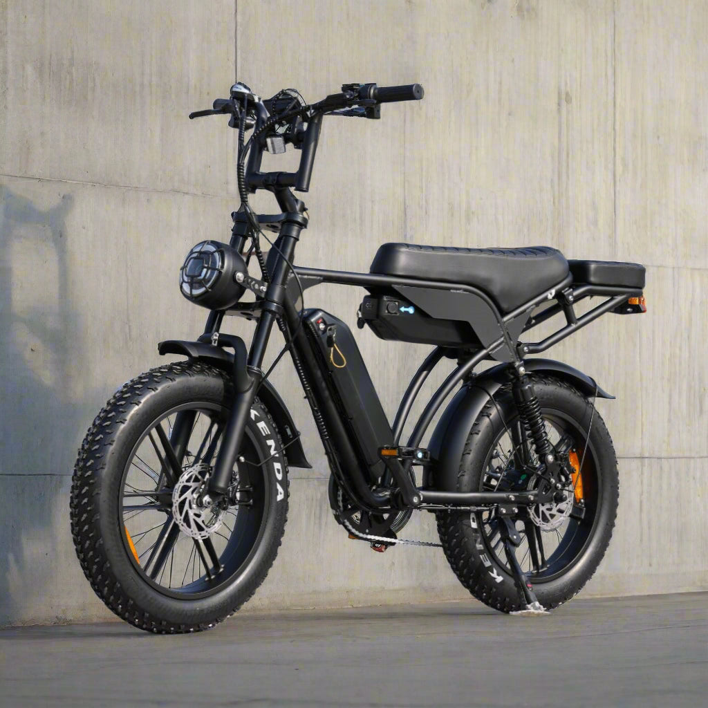 Black electric bike on a concrete surface