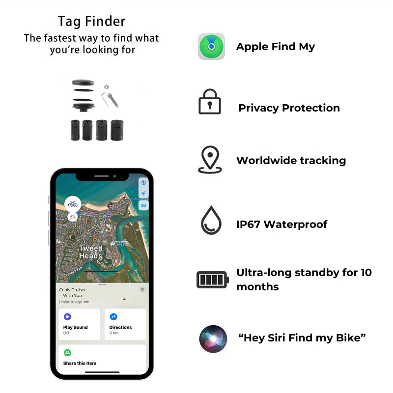 GPS Electric Bike Tracker Tag | Global Tracking & Apple Find My | Cooly Bikes