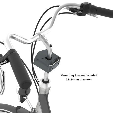 Bicycle handlebar with mounting bracket on a white background